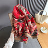Red Crane and Plum Blossom Pattern Soft Warm Shawl Scarf