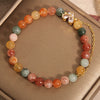 Multicolor Crystal Bead Bracelet with V-Shaped Charm