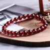 Garnet Bracelet with Gold-Tone Charm, Handwoven Beaded Jewelry
