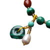 Natural Malachite Bead Bracelet with Red Agate Charm