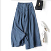 Women's Wide Leg Pants Cotton Linen High Waist Trousers With Pockets