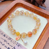 Citrine and Strawberry Quartz Charm Bracelet, 8mm Beads